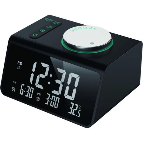 Mini radio-réveil numérique 2021 - Radio FM, deux ports de chargement USB, deux alarmes, volume et luminosité réglables, minuterie de sommeil (1/5)