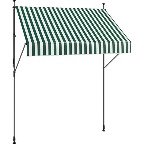 Store vénitien 2 x 1,2 m avec supports réglables et manivelle, en aluminium, métal et polyester, vert et blanc (1/5)