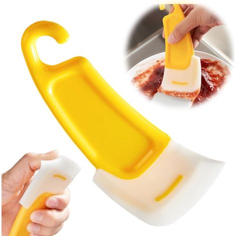 Küchenspatel aus Silikon, hitzebeständig, wiederverwendbar, kratzfrei, geeignet für Speisereste und Ölflecken (gelb, 1 Stück)