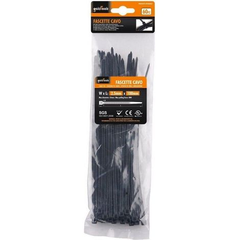 Kaela - Set 60 Pz Fascette Cavi Cavo Nero Stringenti In Plastica Nylon 2.5x100 Mm 92379 - (1/3)