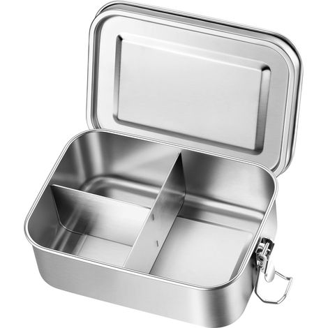 Contenitore per alimenti da 800 ml in acciaio inox 18/10, con separatore, a tenuta stagna, compatibile con lavastoviglie e forno (coperchio non incluso). (1/5)