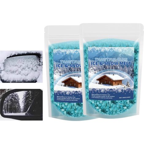 Fondant À Neige 2 Pieces Deverglaçant Hiver Longue Durée Fondant de Glace Hivernal Sécurisé Animaux, Voitures et Neige pour Béton Bois Terrasse Trottoir Route Marches Sol Extérieur (1/5)