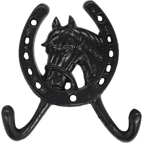 Vintage Wandhaken in Form eines Pferdekopfes aus Gusseisen, dekorativ für Kleider, Mäntel, Handtücher und Taschen