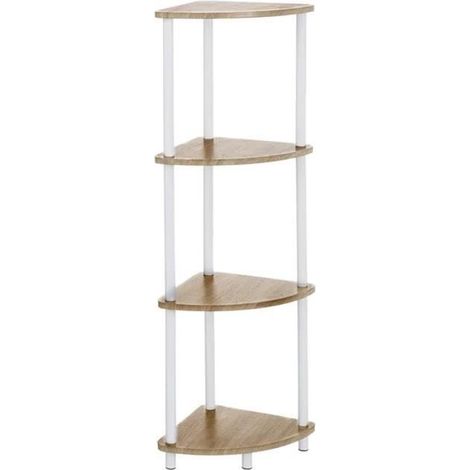 Etagère de rangement de cuisine - JUANIO - 30 x 30 x 110 cm - Blanc/Chêne - 4 étagères PVC - MDF (1/4)