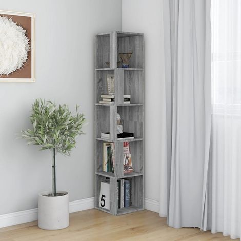 Armoire d'angle salon, Etagère de Rangement d'angle, Bibliothèque Style moderne Sonoma gris 33x33x164,5 cm Bois d'ingénierie HYB17072 (1/5)