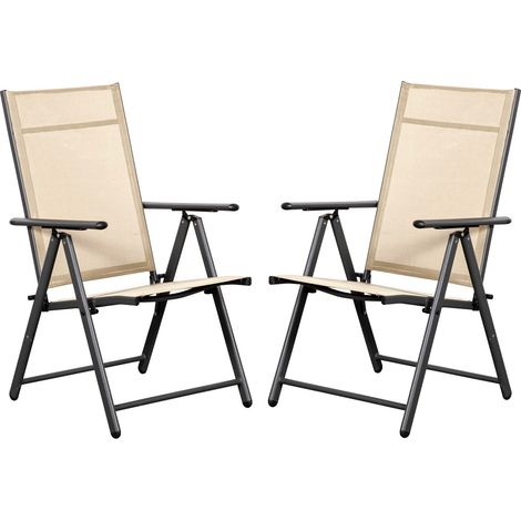 Marvin 2 Sdraio Da Giardino Pieghevoli Sedie Con Schienale Reclinabile Regolabile In 7 Posizioni Esterno Con Braccioli Relax Portatile Per Terrazzo Balcone Prendisole Beige (1/4)