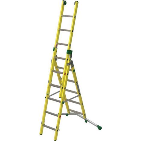 GFK-Elektrikerleiter 5+6+6 Sprossen, zu erreichende Höhe 3.90m - V210-3
