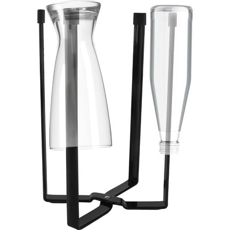 Flaschenabtropfer, faltbarer Wasserflaschenabtropfer, 4-Loch-Metallflaschenhalter, multifunktionaler Flaschenabtropfer für Babyflaschen, Becher und Müllbeutel (Schwarz) (1/5)