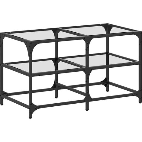 Mesa de centro de diseño moderno con tapa de cristal transparente 78,5 x 40 x 45cm acero DEC037375