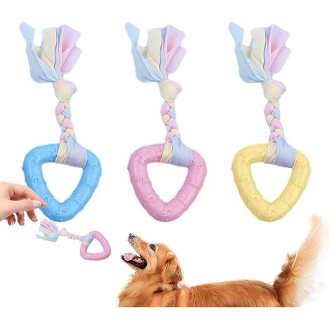 Anneau de dentition réutilisable et interactif pour petits chiens Idéal pour soulager l'ennui et le stress Sans danger et sans toxines Convient aux chiens de 2 à 8 mois Utilisation intérieure et e