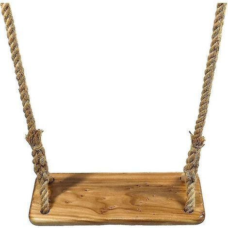 Holzschaukel mit Holzschaukelsitz, strapazierfähigem und verstellbarem Juteseil, Holzschaukel für Kinder, Jugendliche und Erwachsene V7110c (mit Verbindungsgurten)