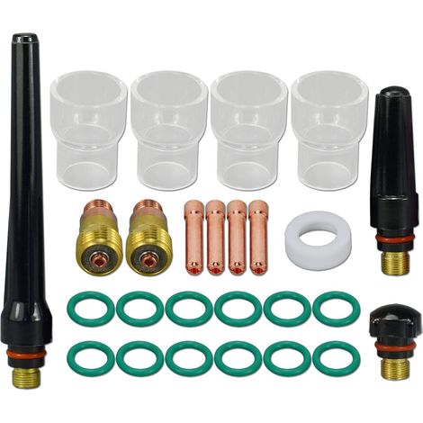 TIG Stubby 17GL332 10N24S Embout de serrage pour lentille à gaz 17GLG20 TIG Bouchon arrière 57Y02 57Y04 Kit assorti pour SR WP 17 17 17GLG20 TIG 26 TI. Chalumeau de soudage G 26 pièces (1/5)