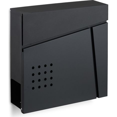 Buzón de pared moderno con revistero cerradura segura 31 x 10 x 35 cm de acero gris 130011286 (1/5)