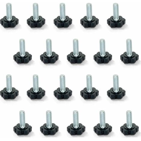 Pied de Nivellement pour Meubles, Filetage M6x30mm, Paquet de 20, Noir/Argent-LIAIKI (1/5)