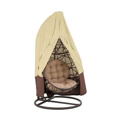PA Hängesesselbezug, Hängesesselbezug, Schutzhülle für Eierstuhl, wasserdichter Möbelbezug mit Reißverschluss, 190 x 115 cm (beige braune Nähte) (1/3)