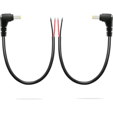 Lot de 2 câbles d'alimentation CC 90°, prise jack mâle CC 5,5 mm x 2,5 mm vers fil nu, cordon de réparation pour moniteurs, bande LED (1/5)
