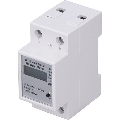 Compteur d'énergie intelligent WiFi Tuya 1 phase 2P DIN Rail ZMAI-90 AC90-250V avec écran LCD (1/5)