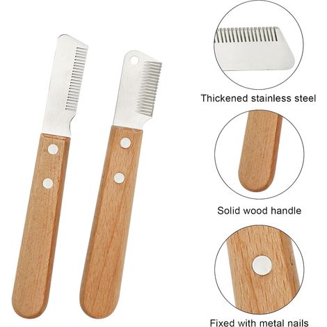 Ensemble 2 pièces pour chiens et chats, comprenant une tondeuse et un peigne pour sous-poil épais, un manche en bois et une manipulation sûre.-AquaForge (1/3)
