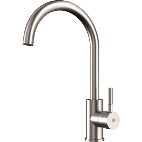 Grifo de Cocina  Modelo ROUND-C  Fabricado en Acero Inoxidable  Monomando  Acabado en Acero (1/2)
