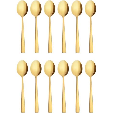 Juego de 12 cucharillas de café doradas，20,5 cm，acero inoxidable，diseño elegante y moderno，resistente a la corrosión (1/5)