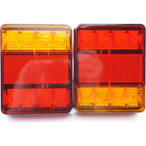 Feux arrière 8 LED 2 pièces pour remorque, multifonctionnels avec feux indicateur, freinage et clignotant, lumière jaune et rouge super lumineuse, étanche IP65 pour camion et remorque (1/5)