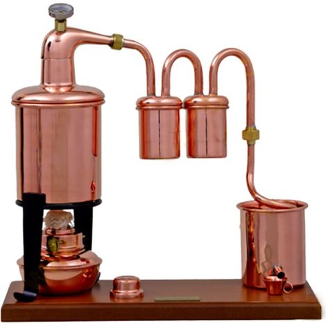 Destille, Destilliergerät, Destillationsapparatur - Alembic Rum Type Premium, mit Spiritusbrenner und Thermometer, 0,7L