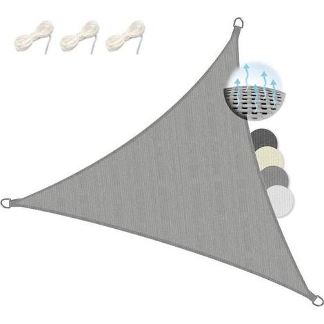 Cour Jardin Imperméable Pare-Soleil Voile Angle Droit Auvent UV Piscine Auvent - Gris 3x4x5m (1/4)