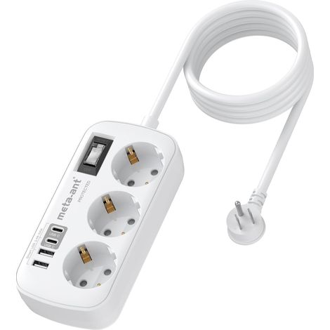 Adaptateur USA, 7 en 1, Prise américaine, Prise USB C (3,4 A), 3 Prises avec câble de 1,5 m, Adaptateur de Voyage USA, 1250 W US vers EU, Adaptateur Canada Type B, Prise de Voyage pour Amérique (1/5)