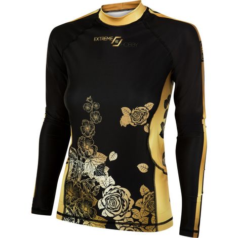 Damen-Langarm-Rashguard, rosa, Größe S, schwarz