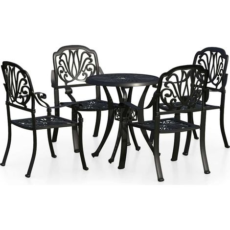 Maison Exclusive - 5-tlg. Bistro-Set Aluminiumguss Schwarz (1/5)