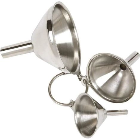 Lot de 3pcs Entonnoir Portable Mini Entonnoir en en Acier Inoxydable de Cuisine Alimentaire Entonnoir (1/2)