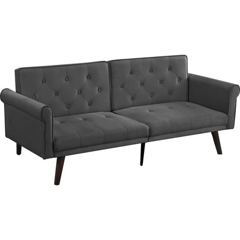 CHICFURN Divano letto 2 posti 172x89 cm in velluto grigio, schienale regolabile per piccoli spazi (1/5)