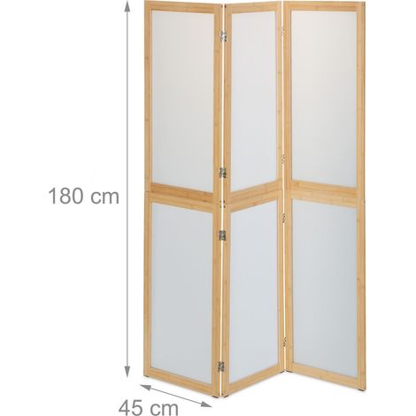 Biombo decorativo plegable de 3 paneles práctico para salón dormitorio 150 x 170 cm de plástico blanco 130013744 (1/5)
