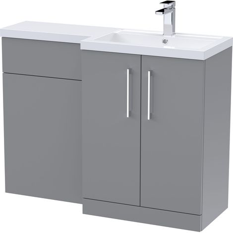 Level Furniture Combination Vanity Basin and WC Unit Right Hand - 1100mm x 390mm - Satin Grey - Balterley