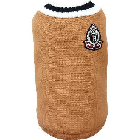 1 pull en maille pour chien, col en V, doux et respirant, polyester tricoté, usage quotidien et style scolaire (1/5)