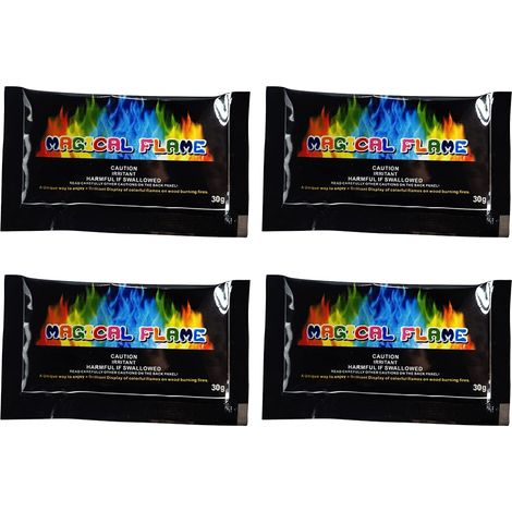Paquet de colorant pour flammes colorées, lot de 4 sachets pour feu de camp, brasero et cheminée - teintes vives et intenses (1/5)