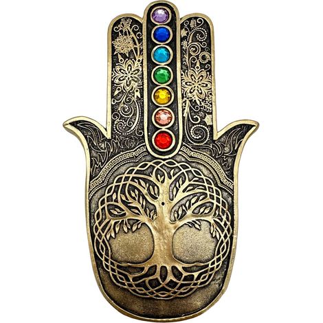 Fatima Hand Räuchergefäß aus Kunstharz mit farbenfrohen Details