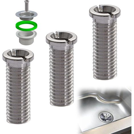 Lot de 3 Vis évier Acier inoxydable M12 x 35 mm, Montage facile, Antirouille, Pour cuisine (1/5)