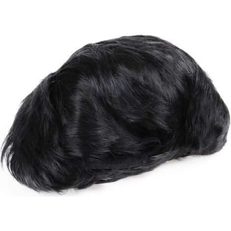 Perruque noire courte et lisse pour homme