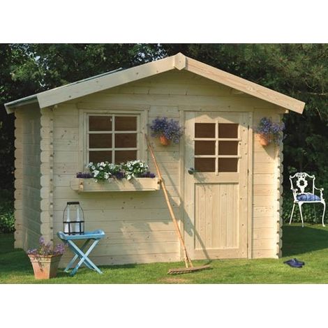 Abri de jardin Sologne en bois 7.53 m², Toiture Shingle rouge, Plancher Non (1/5)