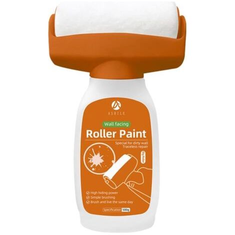 Brosse Roulante De Réparation Mur, 500g Brosse à Rouleau Avec pâte de RéParation Murale, Petite Brosse Roulante De Réparation des Murs, 2 en 1 Pinceau Roulant de Réparation Murale, Blanche (1/5)