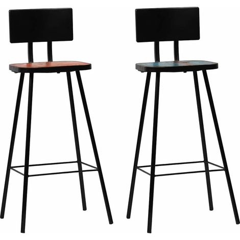 vidaXL Taburetes de cocina 2 unidades madera maciza reciclada (1/5)