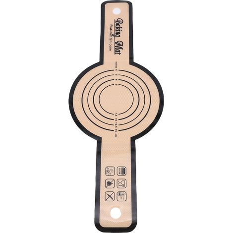 Silikon-Brotaufhängung für den Backofen, antihaftbeschichtet, leicht zu reinigen, wiederverwendbar, runde Backmatte mit langem Griff, 0,7 mm dick, schwarz (1/5)