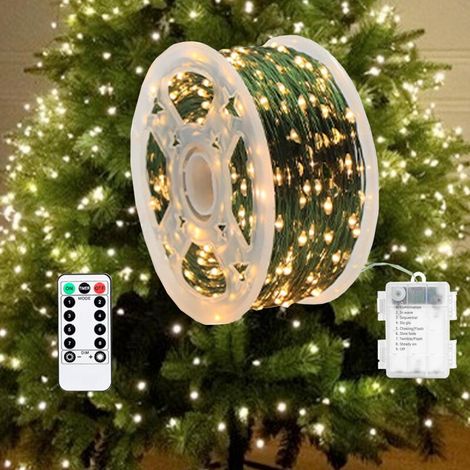 Luci natalizie a LED per albero di Natale, illuminazione esterna a batteria, decorazioni natalizie con 100/200/300/400 LED per feste di Natale, giardino, cortile, terrazzo, decorazioni per matrimoni (
