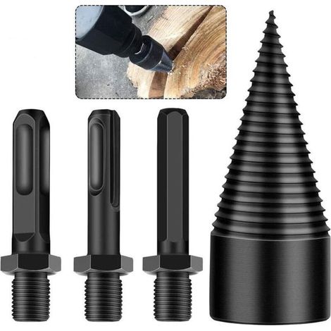 Divisor de madera cónico para taladro de madera y cortador de madera para leña Divisor de acero cónico de alta velocidad de 42 mm a 16 cm (1/5)