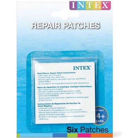 Intex – Rustine de réparation autocollante 15cm – 6 pièces transparentes – Pour piscine – Réparation rapide et durable