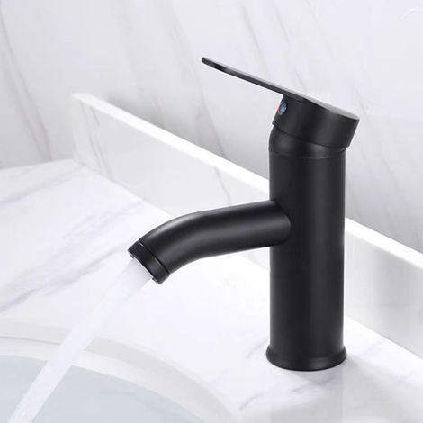 Küchenarmatur aus Edelstahl 304, Badarmatur mit Schlauch, Warm- und Kaltwasser-Waschtischarmatur, Handwaschtischarmatur für Badezimmerwaschbecken, Gästetoilette (Schwarz) (1/5)