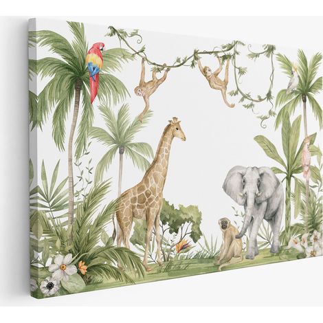 Tableau toile Enfants - Animaux de la Jungle (1/2)