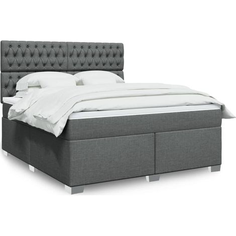 vidaXL Sommier à lattes de lit avec matelas Gris foncé 180x200cm Tissu (1/5)