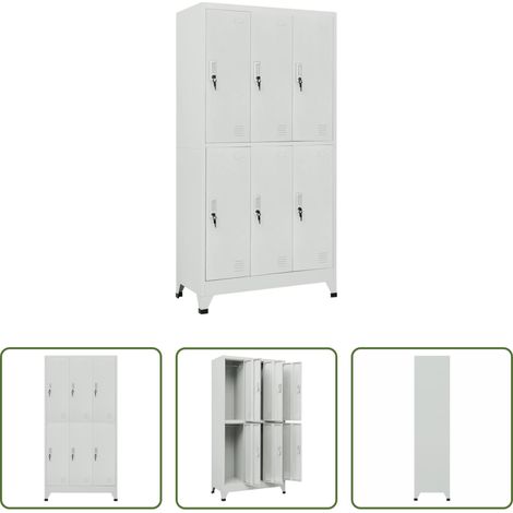 vidaXL Casier bureau - Armoire à casier avec 6 compartiments Acier 90x45x180 cm Gris (1/5)